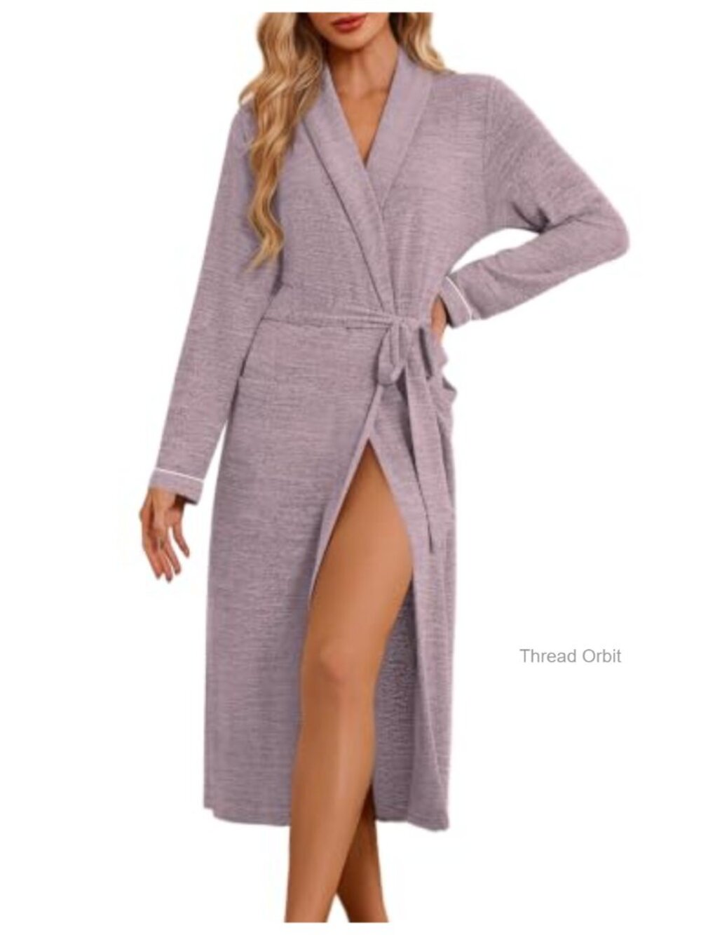 Ekouaer Women's Long Knit Robe Soft Lightweight Kimono Bathrobe with Pockets
